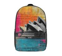 POLIUAWS 3D Printed Vibrant Opera House Art School Bag Boys Girls Children's Backpack School Backpack Casual Fashion Backpack for in School Or Travel 17inch