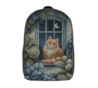 POLIUAWS 3D Printed Whiskered Night Watcher School Backpack With Big Pockets for Kids Children's Backpacks Boy Girl Book Bags Kids School Bag 17inch