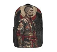 POLIUAWS 3D Samurai Angel Mythical Warrior Art Kid's Backpack Waterproof School Bag Bookbag Cute Rucksacks Fashion Casual Schoolbag for Kids for Baby Girl Boy School 17inch