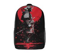 POLIUAWS 3D Samurai Blood Moon Kid's Backpack Waterproof School Bag Bookbag Cute Rucksacks Fashion Casual Schoolbag for Kids for Baby Girl Boy School 17inch