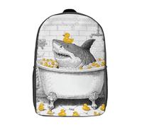 POLIUAWS 3D Shark's Bath Time Fun Kid's Backpack Waterproof School Bag Bookbag Cute Rucksacks Fashion Casual Schoolbag for Kids for Baby Girl Boy School 17inch
