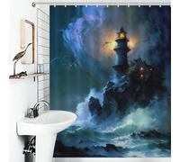 POLIUAWS A Lighthouse in A Storm V3 Anti-Mould Proof Resistant Fabric Polyester Hilarious Bath Curtain for Home Bathroom Toile Hotel Decor 56.30x70.87Inch（143x180cm）