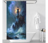 POLIUAWS A Lighthouse in A Storm V3 Anti-Mould Proof Resistant Fabric Polyester Hilarious Bath Curtain for Home Bathroom Toile Hotel Decor 35.43x70.87Inch（90x180cm）