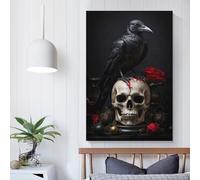 POLIUAWS Abstract Canvas Wall Art for Living, Gothic Crow Prints Artwork 20x30inch(50x75cm) Painting Modern Bedroom Office Decoration