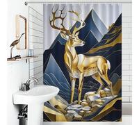 POLIUAWS Abstract Gold Deer Shower Curtain Anti Mould Washable Waterproof Cloth Fabric Decor Bath Curtains for Toile Bathroom Dorm 46.85x70.87Inch（119x180cm）