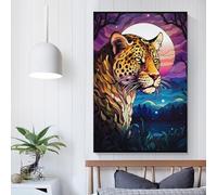 POLIUAWS Abstract Leopard Night Moo Wall Pictures Bedroom for Rustic Bath Decor Toilet Wall Art 20x30inch(50x75cm)