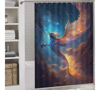POLIUAWS Abstract Nebula Dragon IV Decor Bath Curtains 100% Polyester Fabric Washable Shower Curtains Mould Proof for Bathroom Wet Room 64.17x70.87Inch（163x180cm）