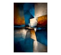 POLIUAWS Abstract Pentagonal Form - Blue, Gold & Ivory Geometry Diamond Painting 5D DIY Full Drill Accessories Tools Kit Diamond Art Kits Adults for Adults Beginner 8"x12"