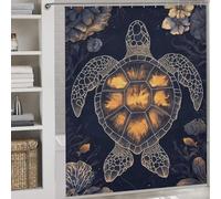 POLIUAWS Abstract Sea Turtle Anti-Mould Proof Resistant Quick Drying Proof Resistant Soft Fabric Hotel Shower Curtain for Bathtub Shower Stall 69.69x70.87Inch（177x180cm）