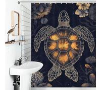 POLIUAWS Abstract Sea Turtle Shower Curtain Waterproof Mould 100% Polyester Fabric Washable Bathroom Decor Curtains for Bathroom Wet Room 53.54x70.87Inch（136x180cm）
