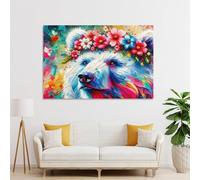 POLIUAWS Acrylic Majestic Blossoming Bear Pictures for Bedroom Walls for Toilet Bathroom Decor Picture Canvas 08x12inch(20x30cm)