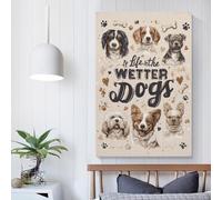 POLIUAWS Adorable Wet Dog Compilation Canvas Painting Wall Art For Teens Game Boys Room Wall Decor Large Pictures 08x12inch(20x30cm)