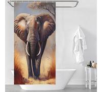 POLIUAWS African Bush Elephant Modern Fabric Bathroom Decor Set with Hooks Waterproof Fabric Shower Curtain Anti Mould for Bathroom Wet Room 35.43x70.87Inch（90x180cm）