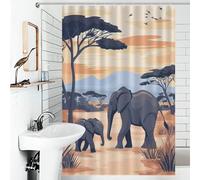 POLIUAWS African Elephant Family Shower Curtains Mould Proof Waterproof Polyester Fabric Modern Fabric Bathroom Decor Set for Bathroom Bathtub Apartment Decor 46.85x70.87Inch（119x180cm）