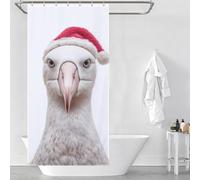POLIUAWS Albatross Christmas Portrait Washable Waterproof Cloth Fabric Modern Polyester Water Repellent for Bathtub Shower Stall 35.43x70.87Inch（90x180cm）