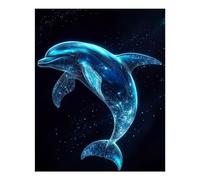 POLIUAWS Algorithmic Cosmic Dolphin Diamond Painting DIY Gem Art Craft Set Diamond Painting Kits Adults for Home Wall Decor Gifts 16"x20"