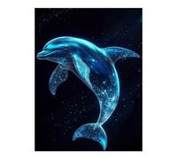 POLIUAWS Algorithmic Cosmic Dolphin Diamond Painting Gem Arts Kits with Accessories DIY Diamond Art Kits Adults for Home Wall Decor Relaxing Fun 12"x16"