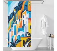 POLIUAWS Amalfi Coast I Decor Bath Curtains 100% Polyester Fabric Washable Shower Curtains Mould Proof for Bathroom Wet Room 35.43x70.87Inch（90x180cm）
