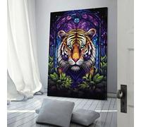 POLIUAWS Amazing Tiger Absract Flor House Decoration for Living Room for Rustic Farmhouse Bathroom Decor Canvas Art 20x30inch(50x75cm)