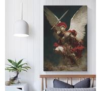 POLIUAWS Angel Warrior in Battle-1 Bedroom Canvas Wall Decor Ready to Hang for Bathroom Toilet Decor 12x18inch(30x45cm) Pictures for Living Room