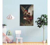 POLIUAWS Angel Warrior in Battle-1 Wall Canvas Home Office Kitchen Gallery Corridor Bathroom Wall Decor Ready To Hang 08x12inch(20x30cm) Pictures for Bedroom Walls