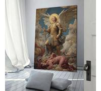 POLIUAWS Angel's Triumph Over Evil Bedroom Canvas Wall Decor Ready to Hang for Bathroom Toilet Decor 08x12inch(20x30cm) Pictures for Living Room