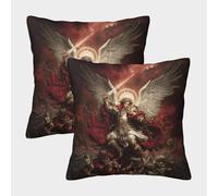 POLIUAWS Angel's Wrath Divine Battle Printed Throw Pillow Case Set Of 2, 40x40cm Square Pillowcases Soft Cushion Covers For Home Decor Sofa Livingroom Couch