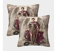 POLIUAWS Archangel Warrior Heavenly Guardian Pillow Case Covers, Pillow Case Set of 2 Throw Pillow With Envelope Closure Covers Polyester 45x45cm