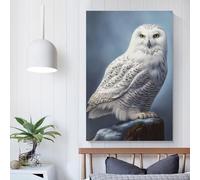 POLIUAWS Arctic Snowy Owl Funny Bathroom Wall Art for Boys Room Girls Room Wall Canvas 08x12inch(20x30cm)
