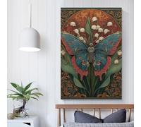 POLIUAWS Art Nouveau Butterfly & Lilies Living Room Wall Art Bedroom Large Canvas Wall Art for Living Room 12x18inch(30x45cm)