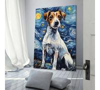 POLIUAWS Art Print Jack Russell Terrier Night Bedroom Wall Decor Painting Modern Room Kitchen Canvas Photo Prints Canvas Wall Art Gifts Women Men 16x24inch(40x60cm)