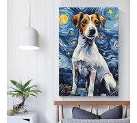 POLIUAWS Art Print Jack Russell Terrier Night Bedroom Wall Decor Painting Modern Room Kitchen Canvas Photo Prints Canvas Wall Art Gifts Women Men 12x18inch(30x45cm)