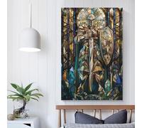 POLIUAWS Art Print Stained Glass Sentinel Bedroom Wall Decor Painting Modern Room Kitchen Canvas Photo Prints Canvas Wall Art Gifts Women Men 08x12inch(20x30cm)