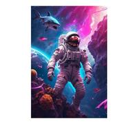 POLIUAWS Astronaut in Space Shark Diamond Art Kits Adults for Home Wall Decor Relaxing Fun 5D DIY Full Drill Crystal Art Crafts 8"x12" Diamond Painting