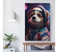 POLIUAWS Astronaut Space Dog Canvas Painting Wall Art Pictures Wall Art Set Living Room Home Decor Wedding Poster Home Decor 16x24inch(40x60cm)