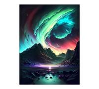 POLIUAWS Aurora Reflection Space DIY Diamond Art Kits Adults for Leisure Time DIY Gem Art Craft Set 12"x16" Diamond Painting