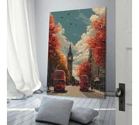 POLIUAWS Autumn in London Buses And Clocks Art Work for Home Walls 3d Wall Art For Teens Game Boys Room Wall Decor 24x36inch(60x90cm)