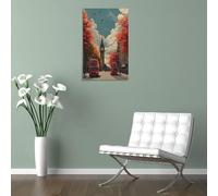 POLIUAWS Autumn in London Buses And Clocks Artwork for Living Room 3d Wall Art for Gifts Bathroom Home Kitchen Office Decor 20x30inch(50x75cm)