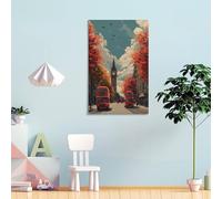 POLIUAWS Autumn in London Buses And Clocks Cheap Canvas Print Wall Art Canvas For Home Modern Decoration 16x24inch(40x60cm)