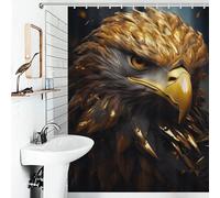 POLIUAWS Awesome Bald Eagle America Modern Polyester Water Repellent Fabric Polyester Bath Shower Curtains Mildew for Stalls Bathtubs 53.54x70.87Inch（136x180cm）
