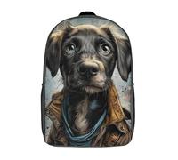 POLIUAWS Backpack Heroic Pup in Jacket School Backpack 3D Printed School Bags Boys Girls Laptop Backpack for Kids/Students/Adults 17inch