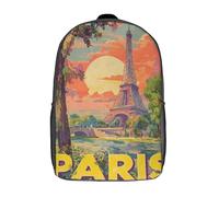 POLIUAWS Backpack Paris at Sunset School Backpack 3D Printed School Bags Boys Girls Laptop Backpack for Kids/Students/Adults 17inch