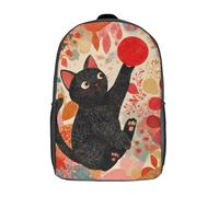 POLIUAWS Backpack Playful Cat with Red Ball School Backpack 3D Printed School Bags Boys Girls Laptop Backpack for Kids/Students/Adults 17inch