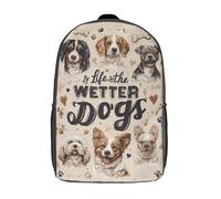 POLIUAWS Backpacks Adorable Wet Dog Compilation Kids School Backpack 3D Printed Fashion School Bag Casual School Bag for Boys Elementary And Middle School Students 17inch