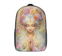 POLIUAWS Backpacks Divine Floral Grace Kids School Backpack 3D Printed Fashion School Bag Casual School Bag for Boys Elementary And Middle School Students 17inch