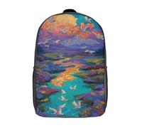 POLIUAWS Backpacks Vivid River Flight Kids School Backpack 3D Printed Fashion School Bag Casual School Bag for Boys Elementary And Middle School Students 17inch