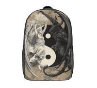 POLIUAWS Backpacks Yin Yang Angels Kids School Backpack 3D Printed Fashion School Bag Casual School Bag for Boys Elementary And Middle School Students 17inch