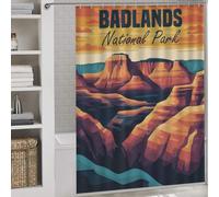 POLIUAWS Badlands National Park Washable Waterproof Cloth Fabric Bathroom Decor Curtains for Bathroom Wet Room 64.17x70.87Inch（163x180cm）