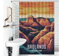 POLIUAWS Badlands National Park Waterproof Polyester Fabric Modern Polyester Water Repellent for Bathtub Shower Stall 46.85x70.87Inch（119x180cm）