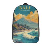 POLIUAWS Bali Paradise Children's Backpacks School Backpack 3D Printed Bag Bookbag for Kids Travel Rucksacks Boy Girl Book Bags Kids School Bag 17inch